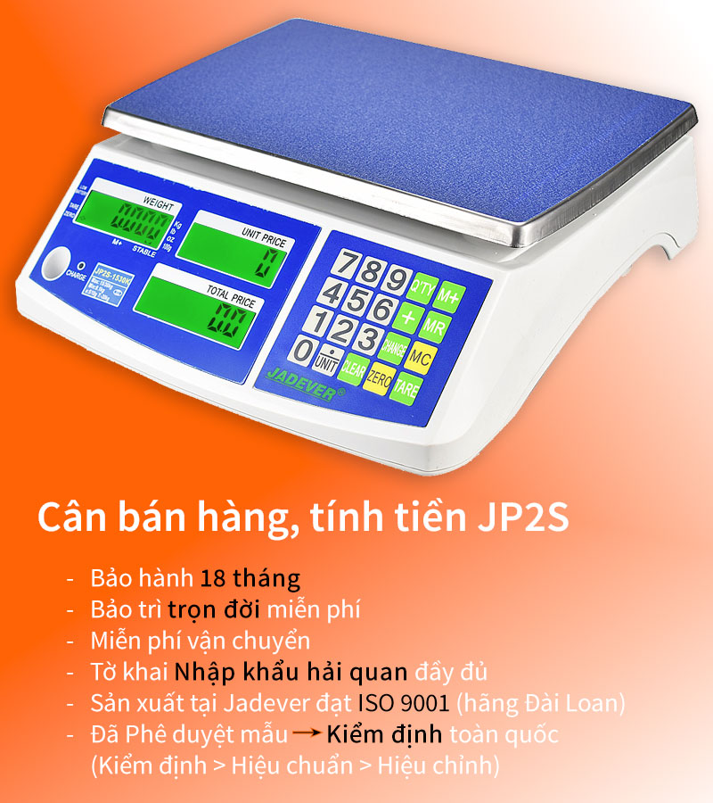 Cân điện tử tính tiền Jadever JP2S 6 màn hình (5kg, 10kg, 20kg, 30kg) - Giải pháp tối ưu cho siêu thị và cửa hàng bán lẻ