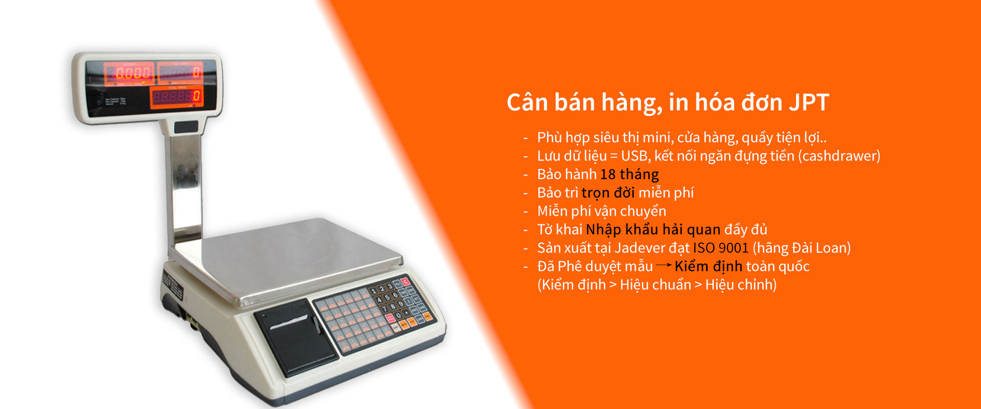 Cân bán hàng JPT của Jadever (10kg, 20kg, 30kg): Giải pháp tối ưu cho siêu thị và cửa hàng bán lẻ