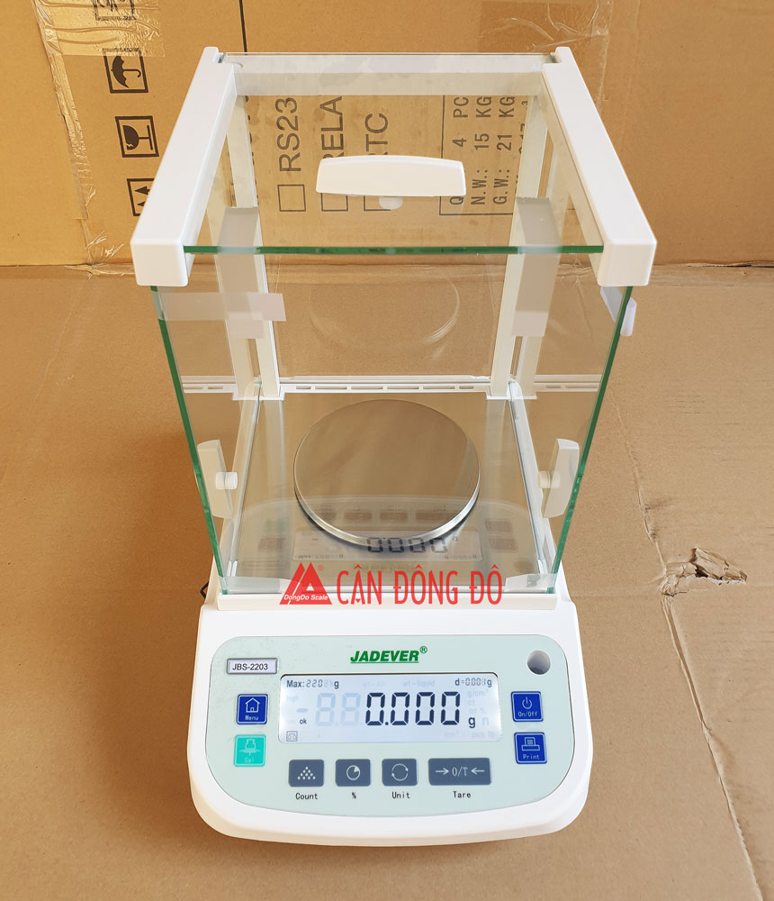 Cân phân tích JBS-2203 (220g/0,001g), cảm biến lực bằng gốm. Sản xuất bởi hãng Jadever