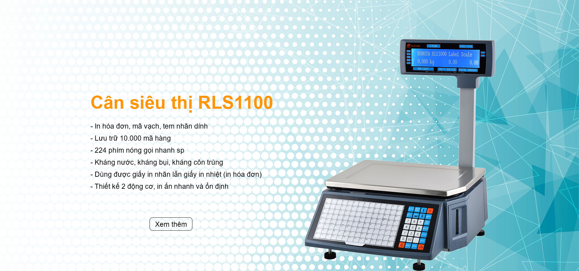 Cân điện tử siêu thị, in tem nhãn dán model: Rongta RLS1100