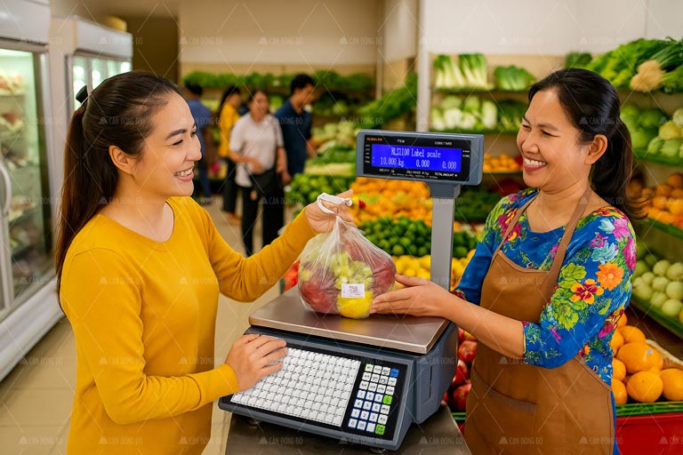 Cân siêu thị RLS1100 Rongta – Giải pháp cân in tem nhãn dán cho siêu thị và cửa hàng chuyên nghiệp