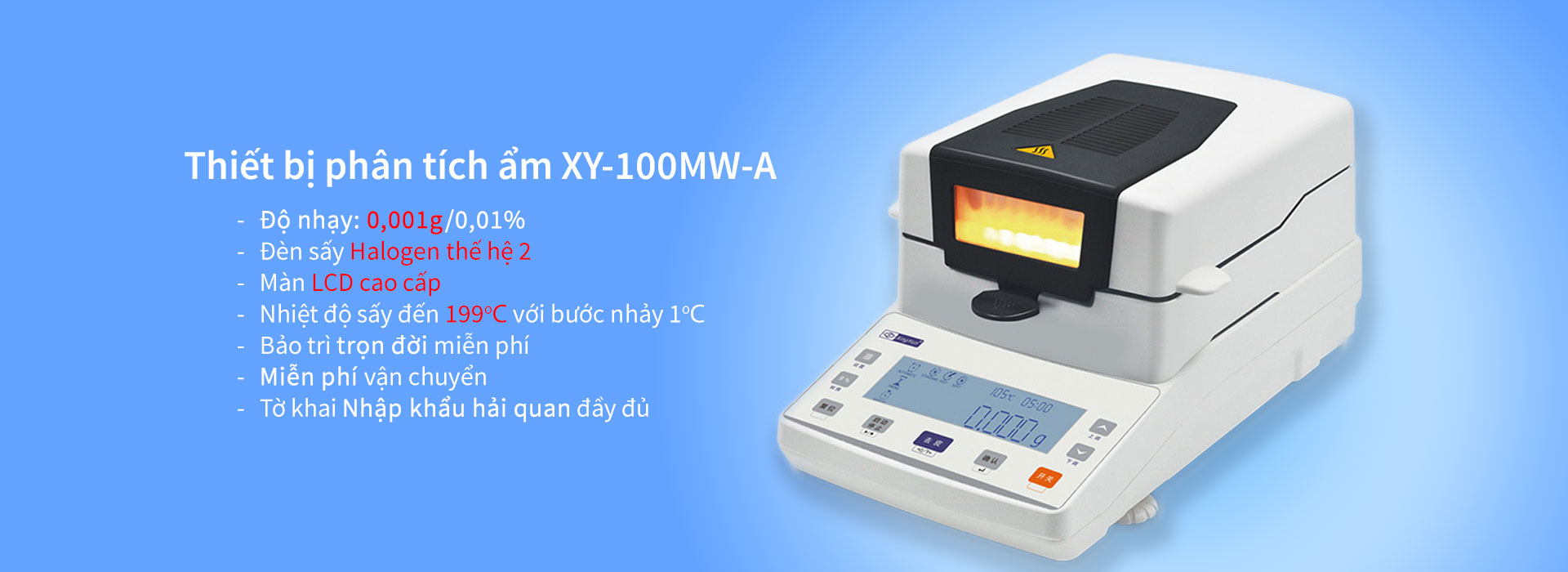 Thiết bị phân tích độ ẩm XY-100MW-A: Giải Pháp Đo Độ Ẩm Chính Xác, Nhanh Chóng