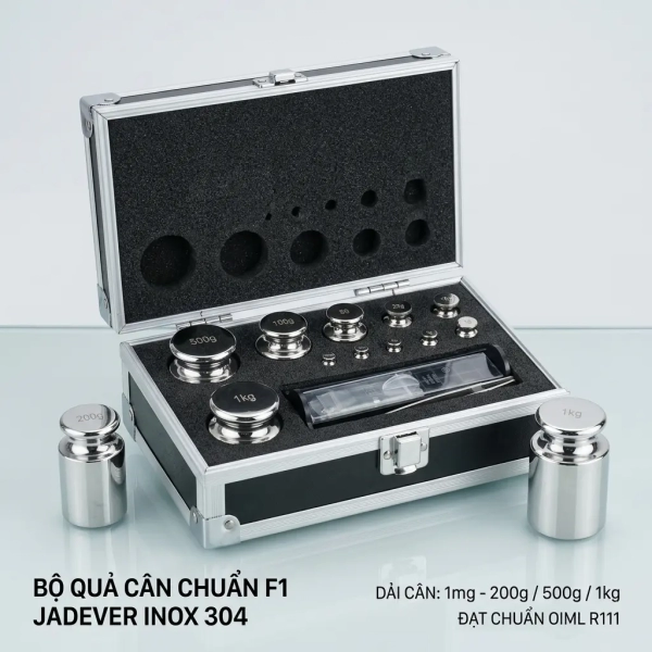 Bộ Quả Cân Chuẩn F1 Jadever Cao Cấp (Inox 304) – Từ 1mg đến 200g / 500g / 1kg