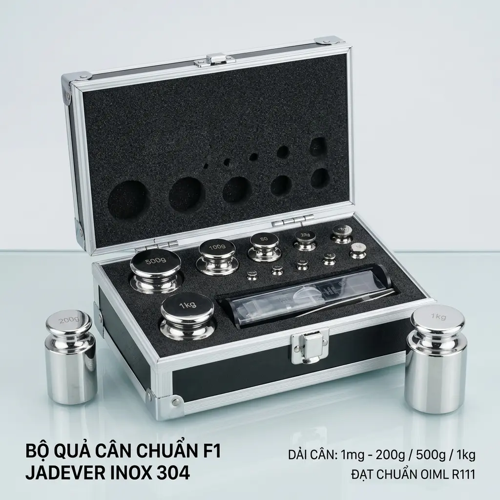 Bộ Quả Cân Chuẩn F1 Jadever Cao Cấp (Inox 304) – Từ 1mg đến 200g / 500g / 1kg