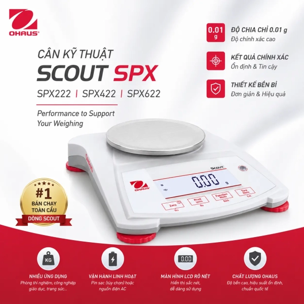 Cân Kỹ Thuật Ohaus Scout SPX222, SPX422, SPX622 (0.01g)