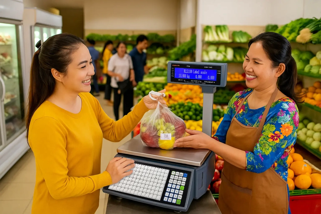 Cân Siêu Thị In Tem Nhãn, Mã Vạch Rongta RLS1100