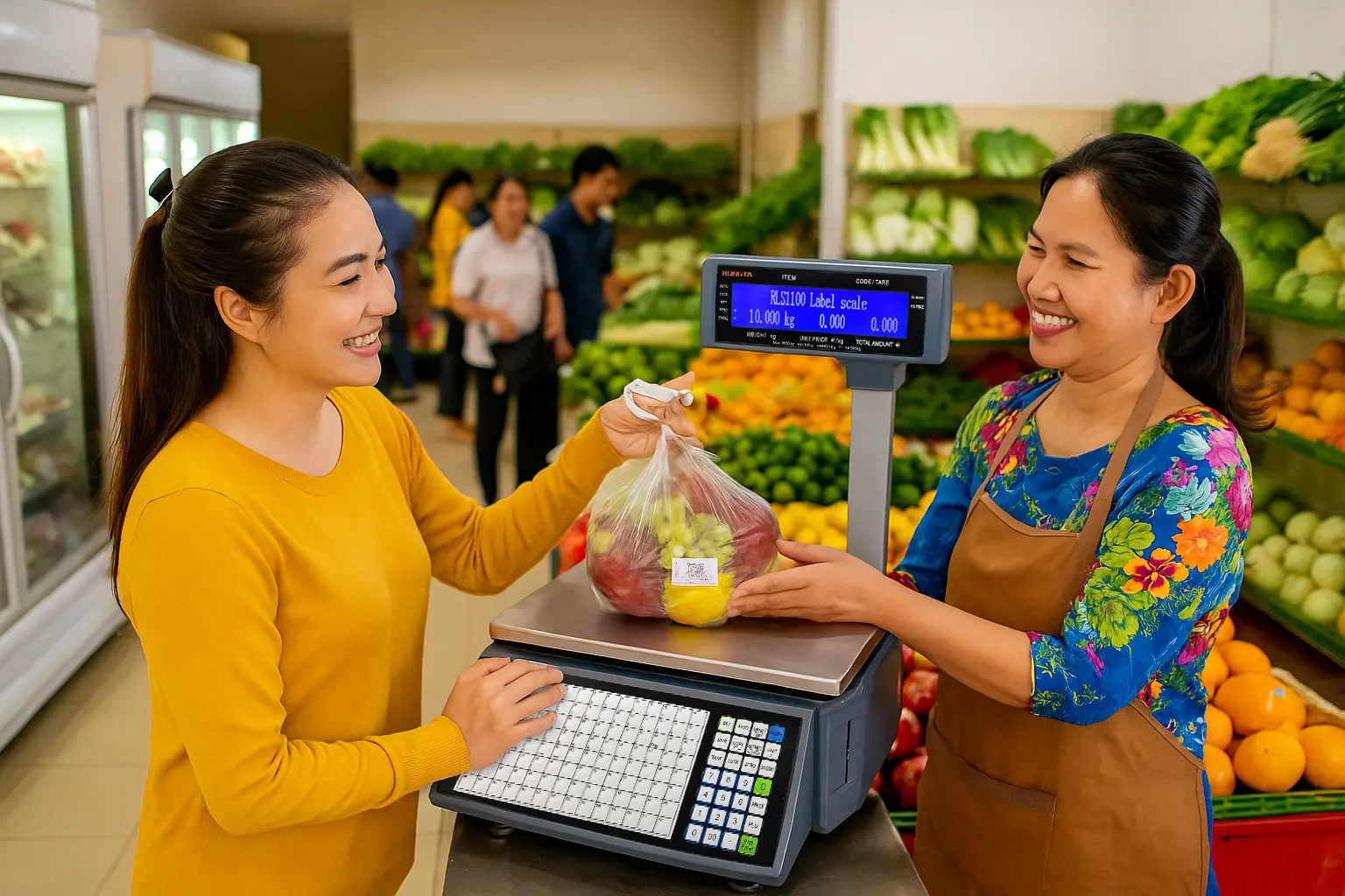 Cân Siêu Thị RLS1100 Rongta, In Tem Nhãn, Mã Vạch