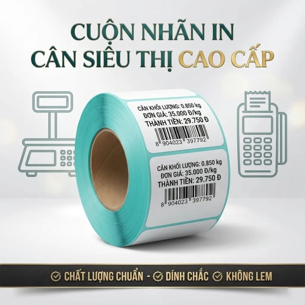Giấy In Tem Cân Siêu Thị 58x40mm – Decal Nhiệt Cao Cấp
