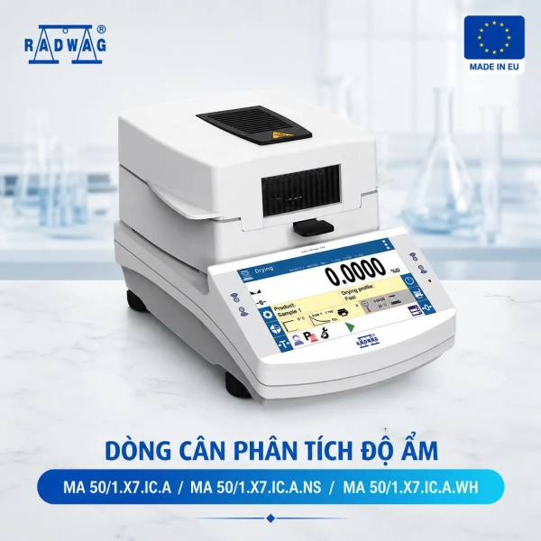 Cân Phân Tích Độ Ẩm Radwag MA 50/1.X7.IC.A (0,1mg) - Hiệu chỉnh tự động